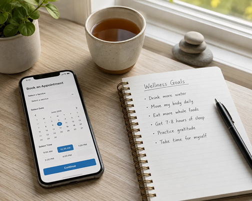 Planning wellness goals before booking a massage therapist online